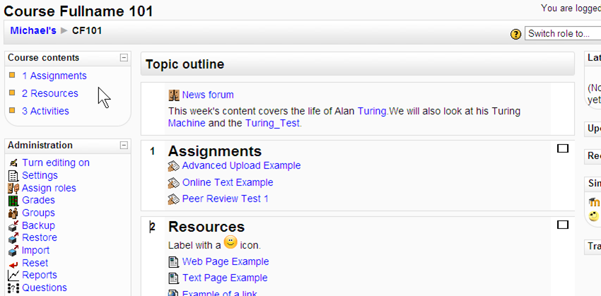 Course Contents Block