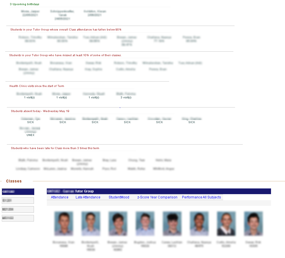 Staff landing page