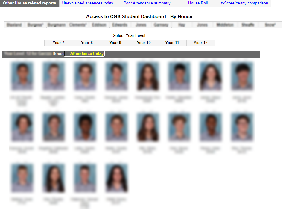 View of students in house by year